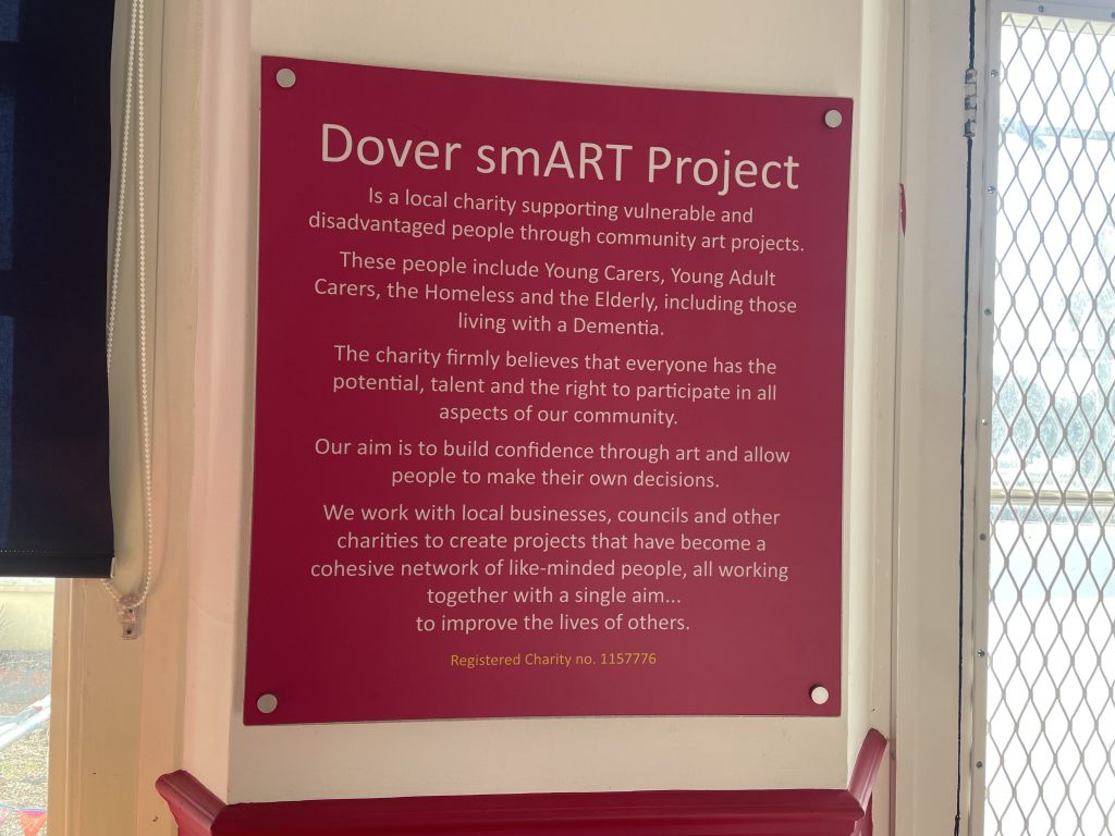 Dover smART Project sign about what they do as a charity