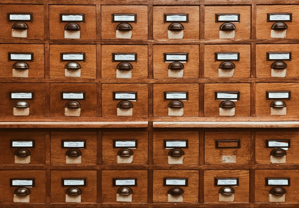 Multiple drawers to represent the multiple types of research data and methods to organise.