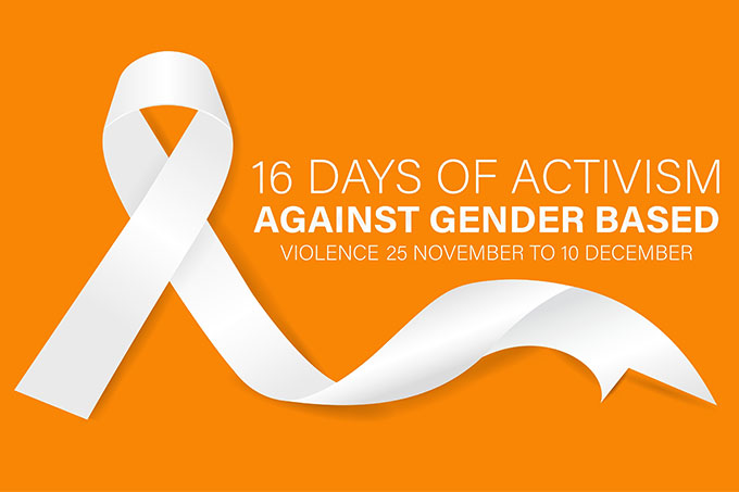 White ribbon on an orange background