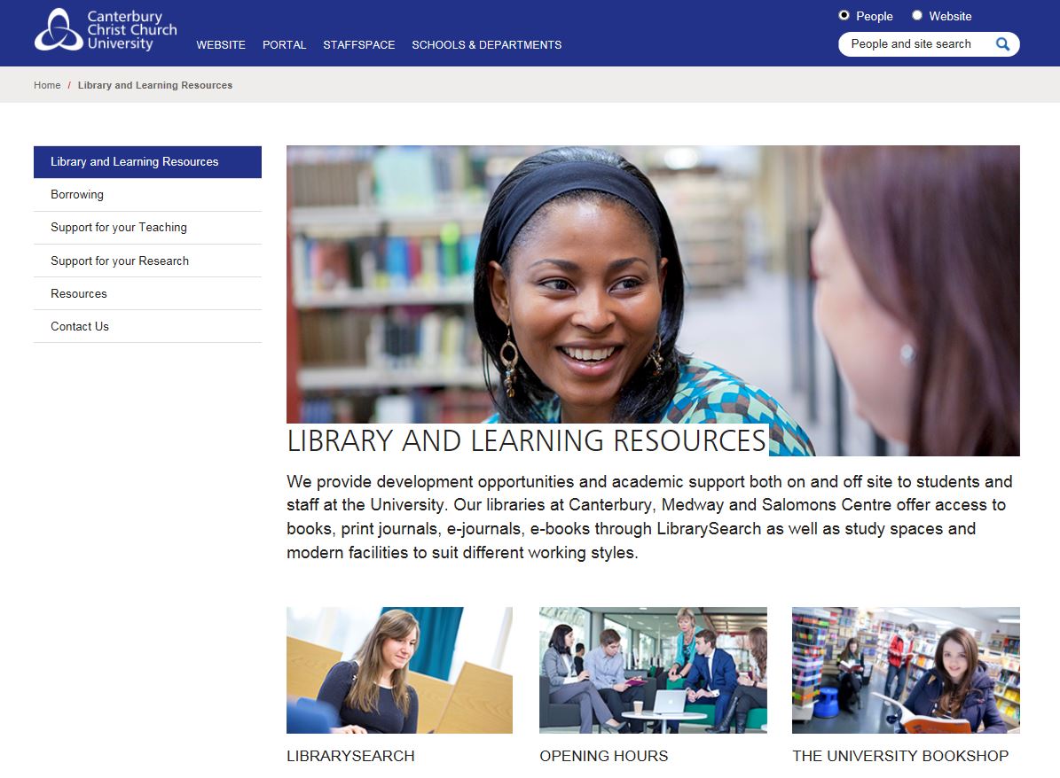 Library and Learning Resources StaffNet homepage