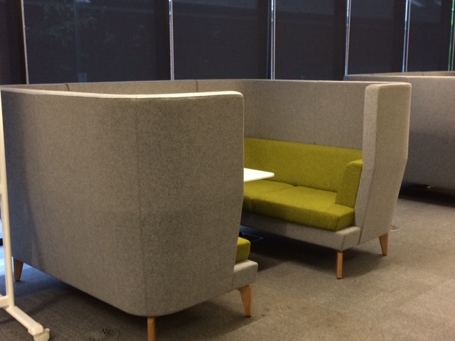 Study pods on the ground floor of Augustine House