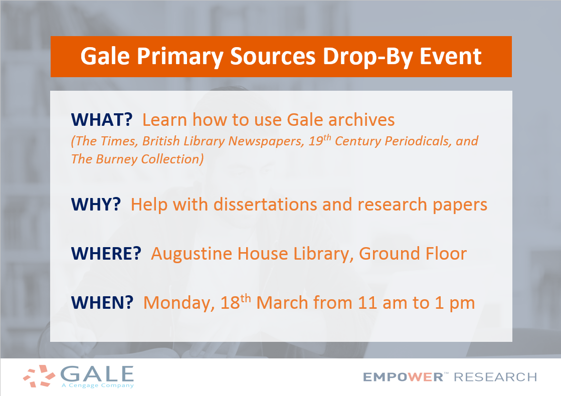 Gale Primary Sources Drop-By Event