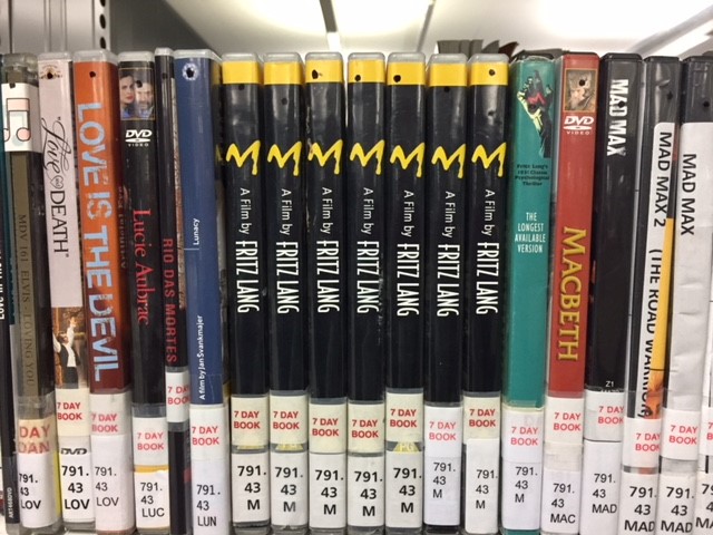 DVDs on shelves