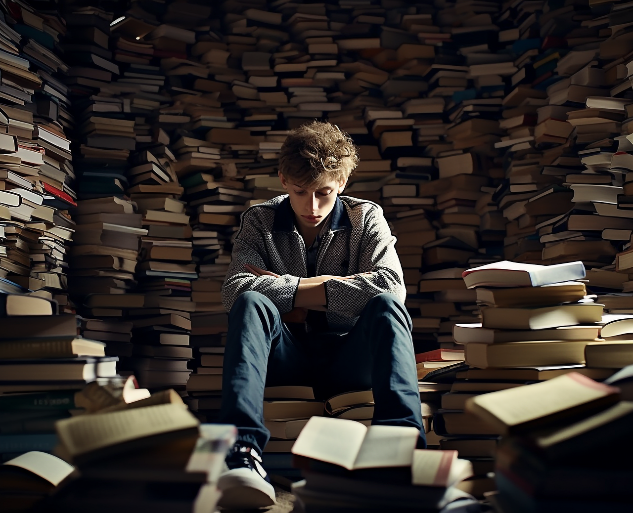 person and books