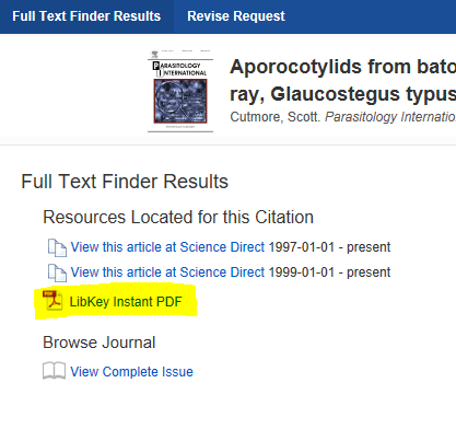 LibKey instant PDF available for most online articles.