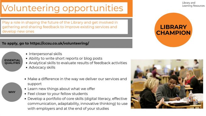 Looking for an interesting volunteering opportunity? Become a Library Champion