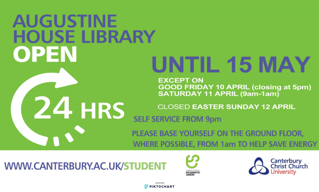 Augustine House Library open 24 hours until 15 May