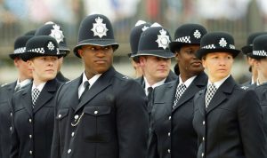 This image is a photograph showing several police officers.