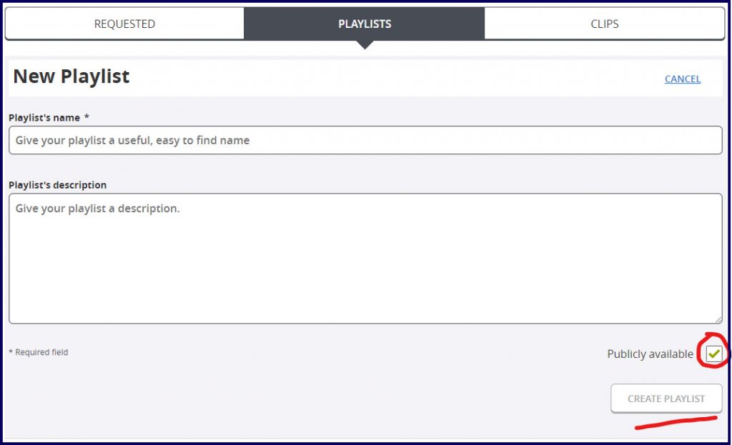 You can give your playlist a name and description and even make it publicly available.