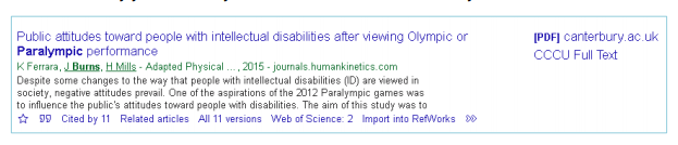 Screenshot of search result on Google Scholar