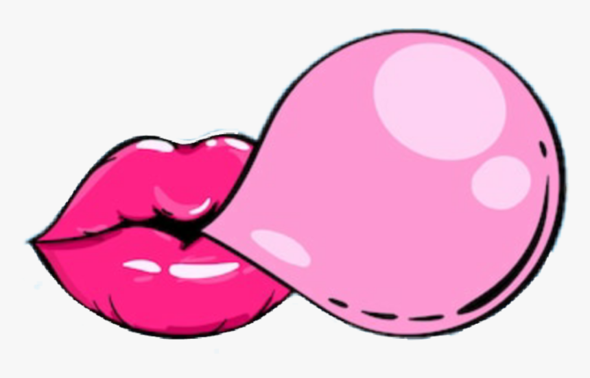 Cartoon - lips blowing bubble gum bubble