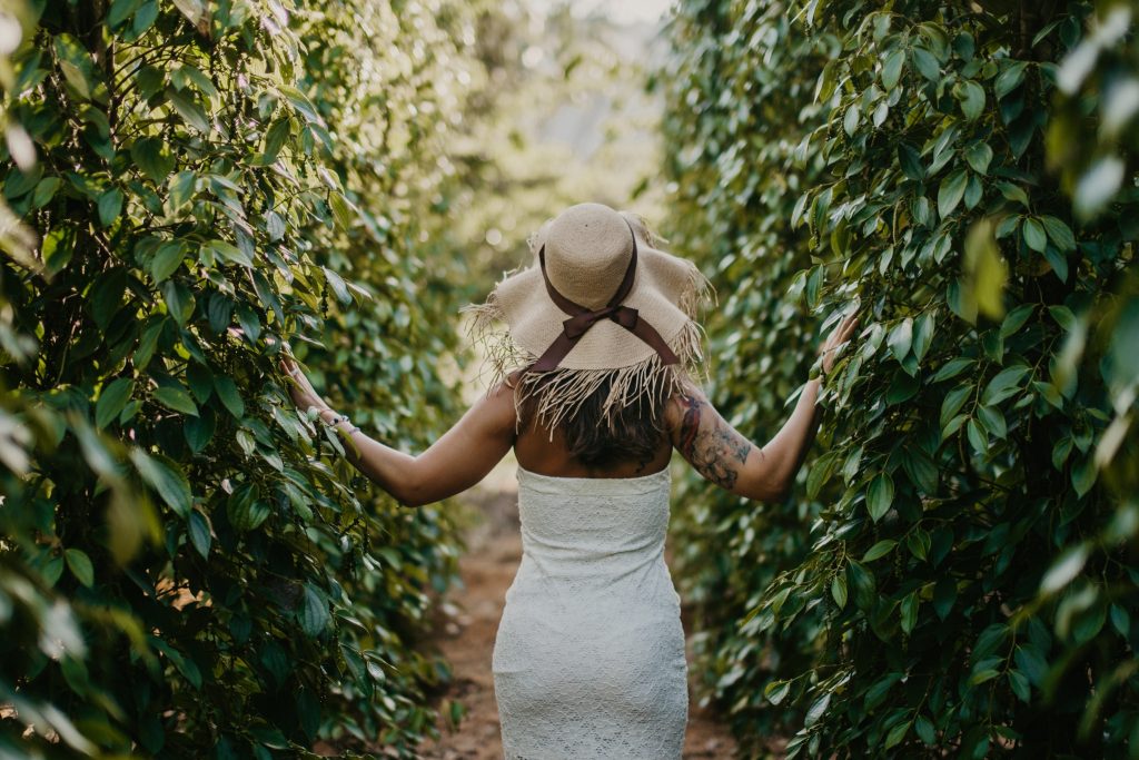 woman walking through nature