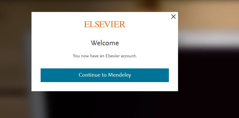 A screenshot to "Continue to Mendeley".