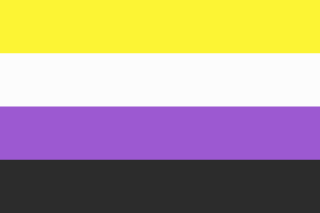 Non Binary flag. Horizontal lines yellow, white, purple and black