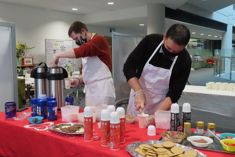 staff working on the hot chocolate station