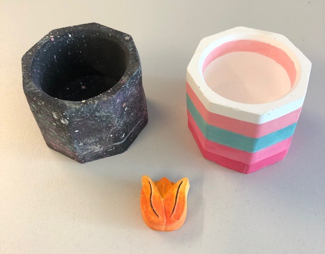 painted pots and magnets