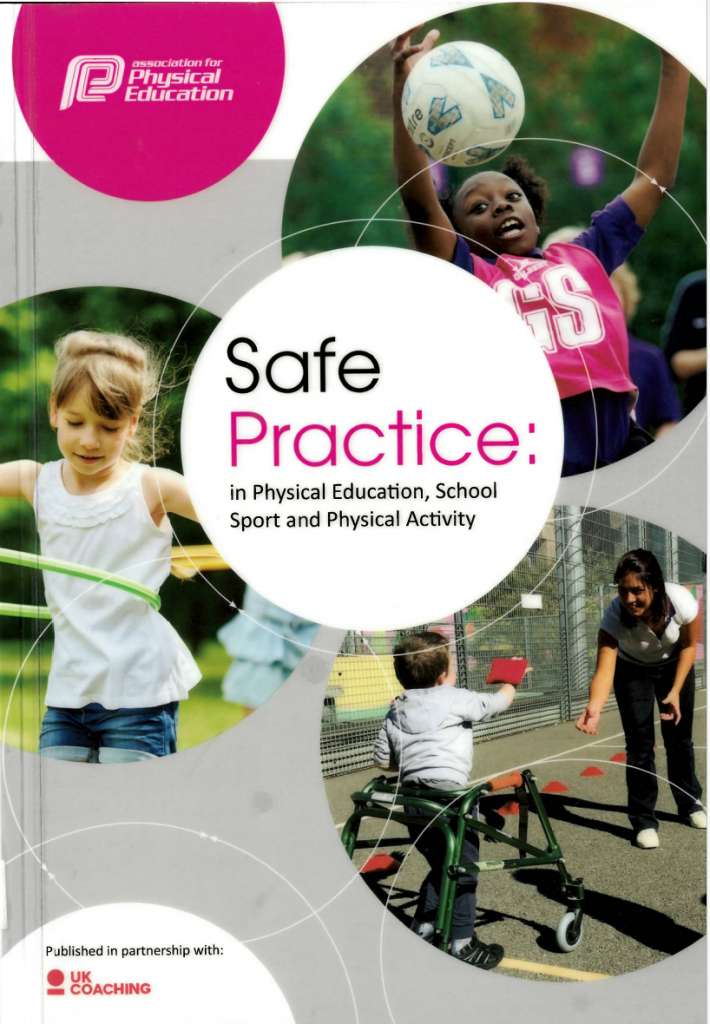 Book cover for ' safe practice in PE, ;school sport & physical activity'