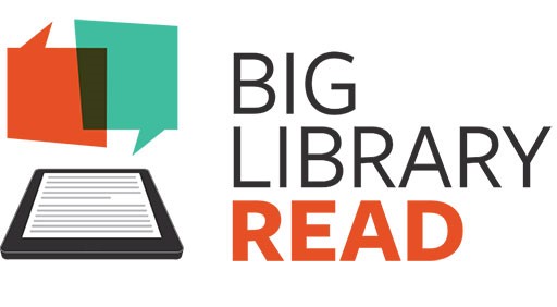 Event header - speech bubble rising up from an Ipad, with the text Big Library Read positioned next to it