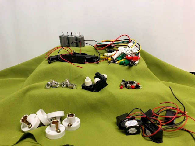 An assortment of circuit kit components.
