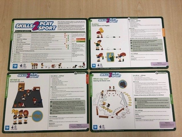 An assortment of climbing and orienteering resource cards