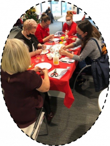 cccu staff and students creating christmas decorations
