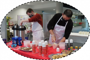 cccu library staff at the hot chocolate station