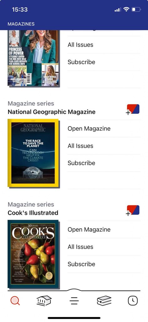 Screenshot showing National Geographic Magazine. The subscribe button is to the right.