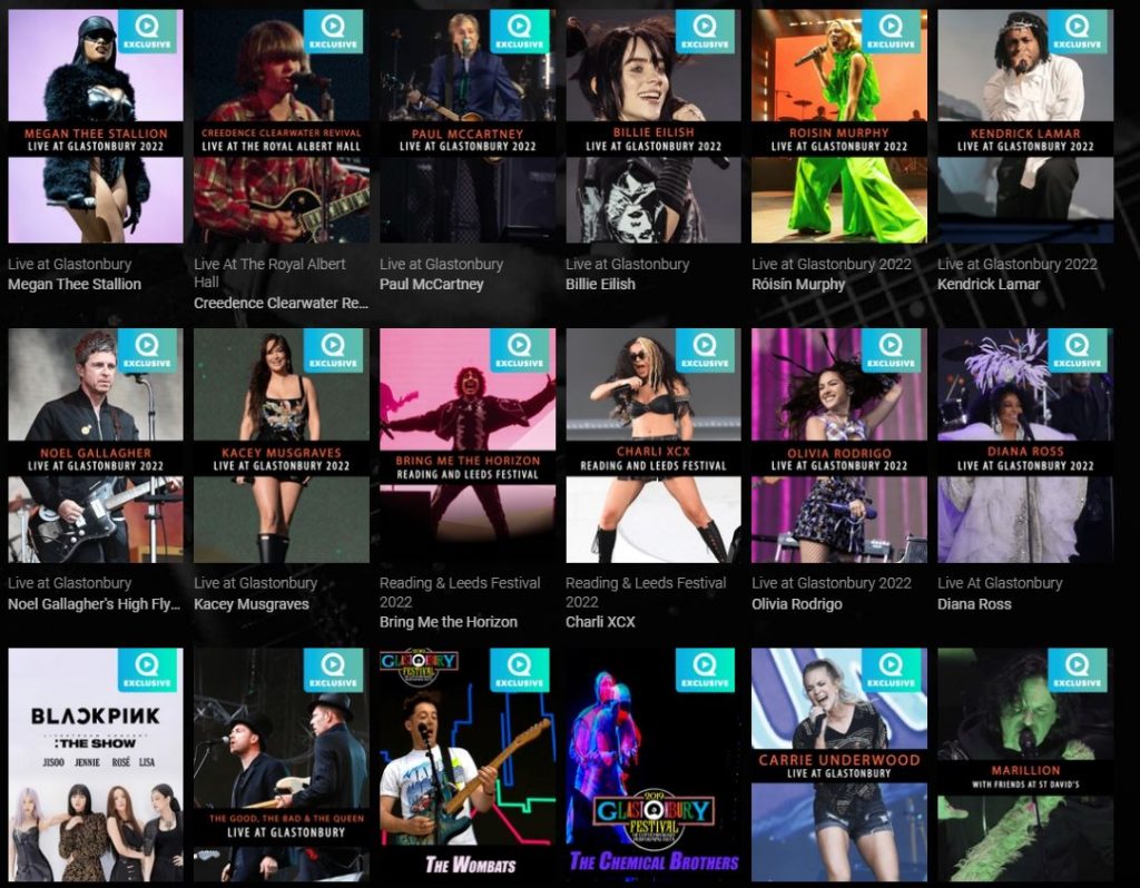 Some of the exclusive content available through Qello Concerts