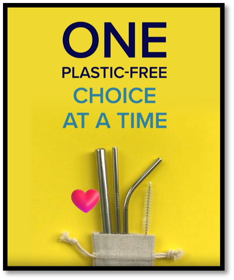One plastic free choice at a time advert for Earth Day 