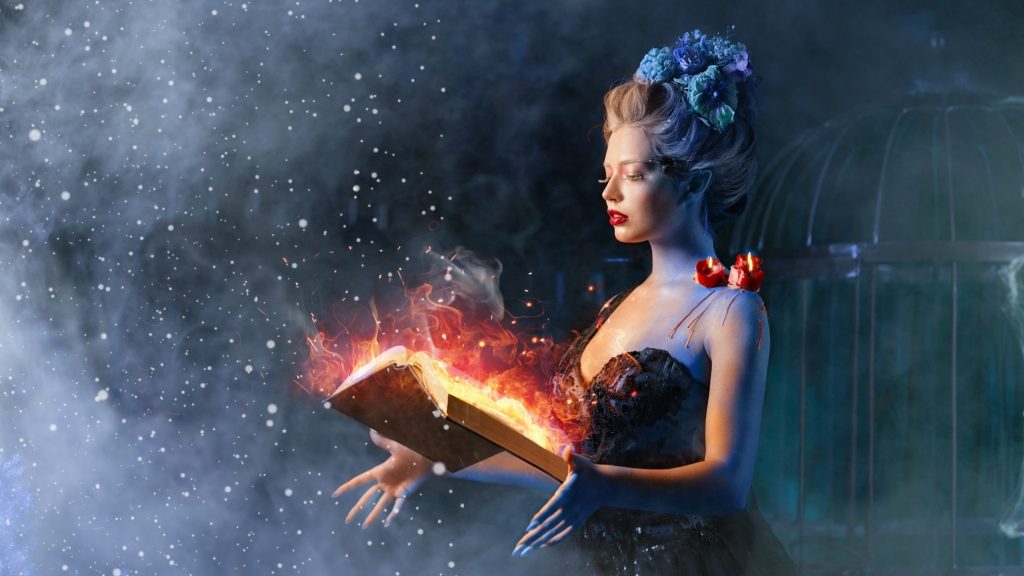 Woman in fairy tale costume reading a book. Licensed image. png.tree for commercial use. 2024