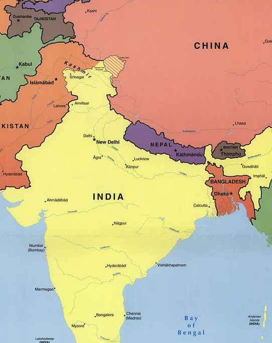 Map of South Asia.