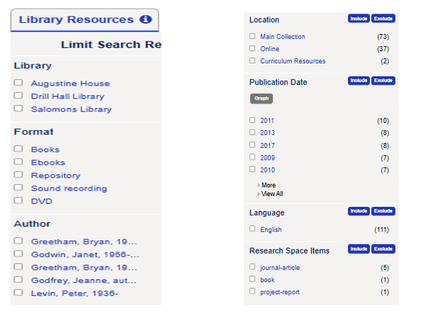 Filter menus