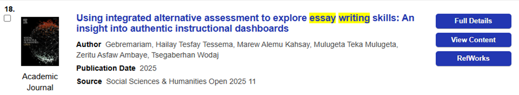 e-journal item listing showing blue view content button.