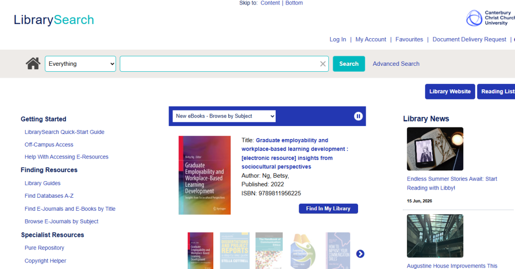 LibrarySearch homepage.