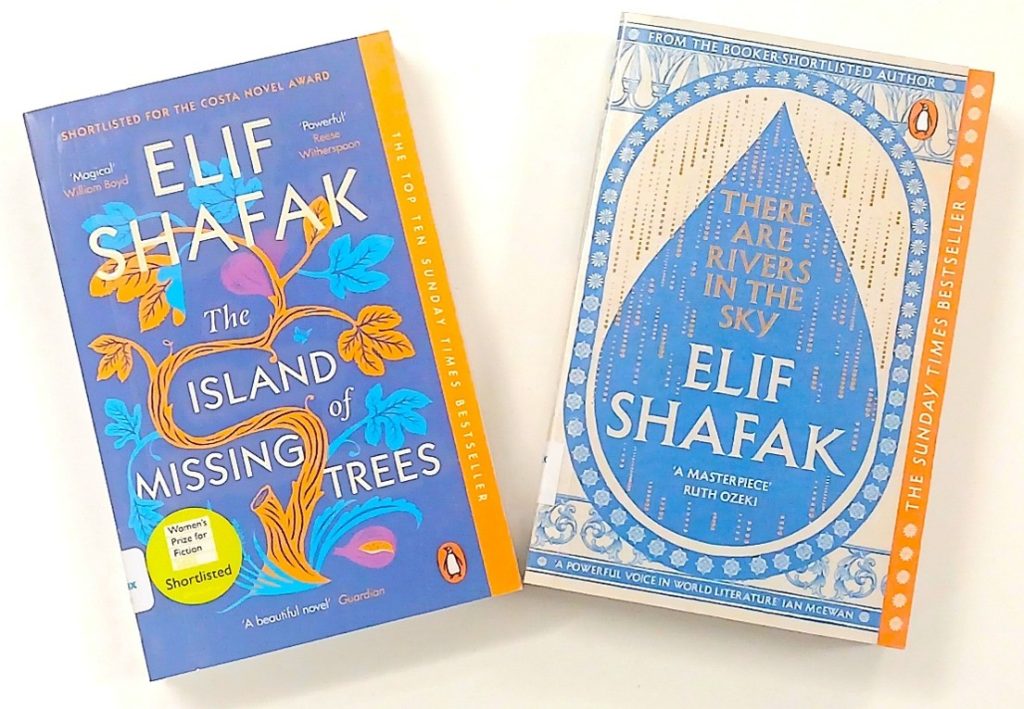 Two Elif Shafak books on a table.