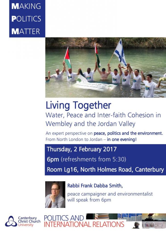 Making Politics Matter: Living Together – Water, Peace and Inter-Faith Cohesion in Wembley and the Jordan Valley