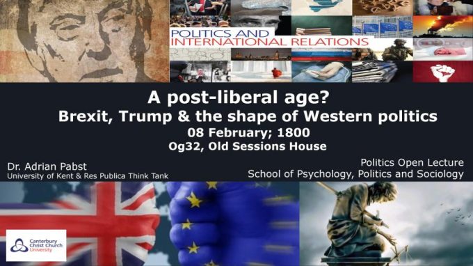 Public lecture: A post-liberal age? Brexit, Trump & the shape of Western politics