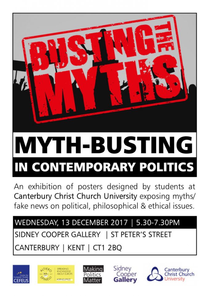 Myth-Busting in Contemporary Politics – Poster exhibition at the CCCU Sidney Cooper Gallery