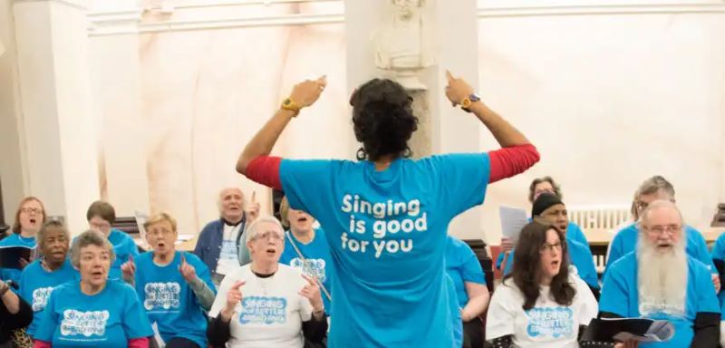 Community choir singing