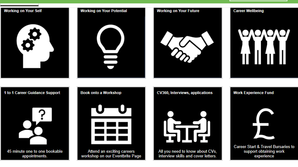 Various icons related to careers and enterprise