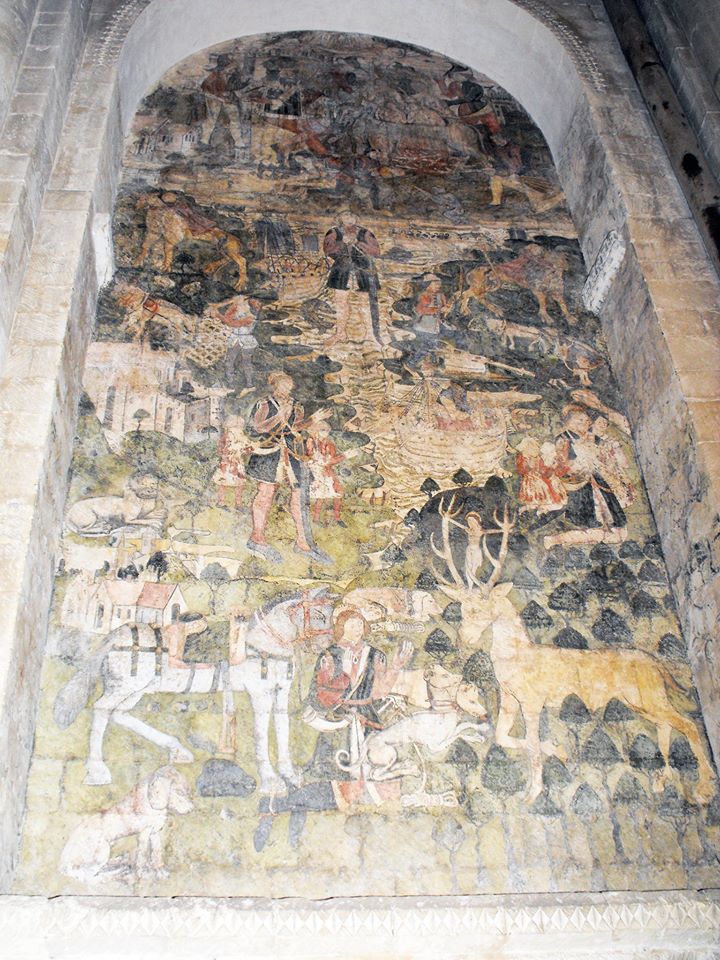 Wall painting of the Legend of St Eustace