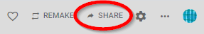 Padlet share icon highlighted from the top right-hand corner of a padlet.