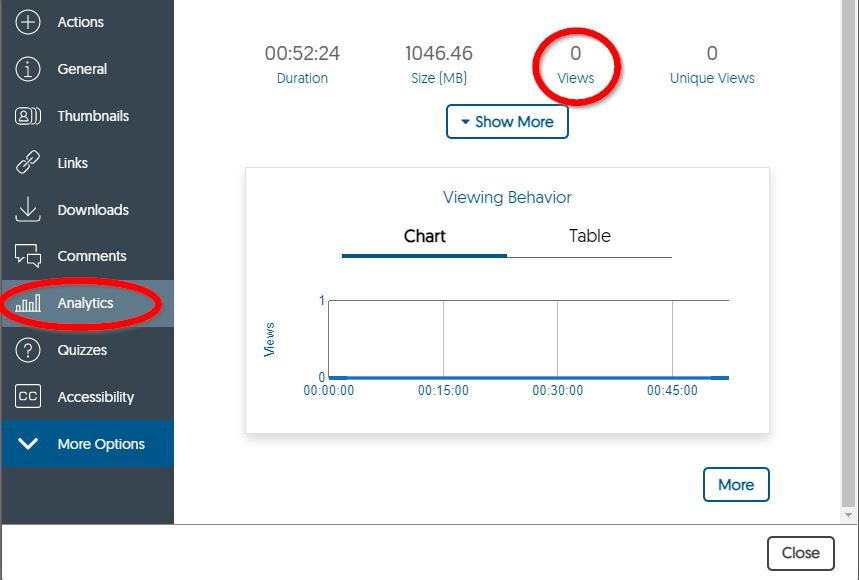 screen image showing the analytics on an individual recap recording