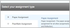 Screen image of Turnitin's Assignment Type option.
