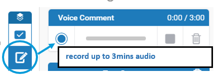 Screen image showing the voice recorder in the feedback studio of Turnitin