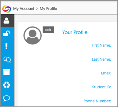 screen image showing a section of the my profile screen