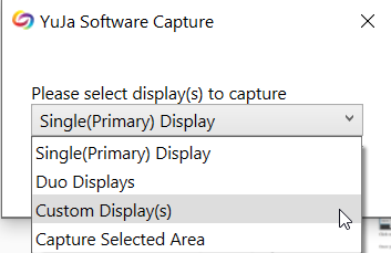 screen image showing the advanced settings for monitor selection in the ReCap software capture options