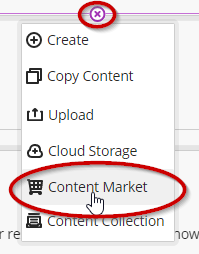 Screen image showing the drop down menu with the content market highlighted