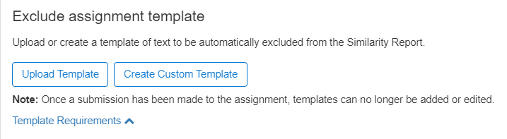 Screen image of Turnitin's Exclude Assignment Template