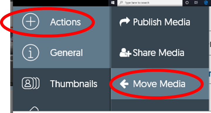 Showing Move Media option from Actions menu 